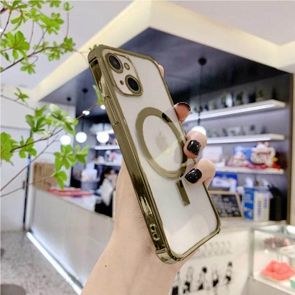 Etui do iPhone 13 MagSafe Protect transparentne ochrona kamery, brązowe złoto