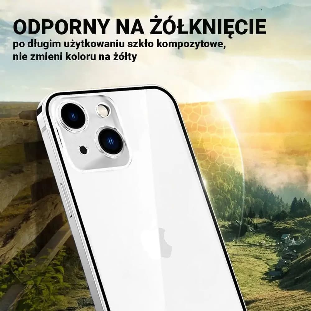 Etui do iPhone 14 Ibizu Elite Skin, krystalicznie czyste z metalową ramką, srebrne