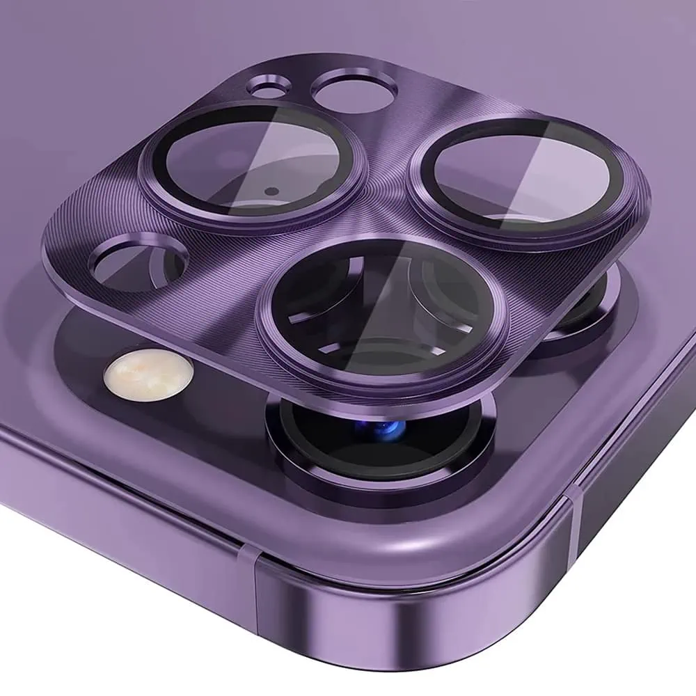 iPhone 14 Pro Max metalowa osłona na cały aparat, wbudowane szkła 9H, purpurowa, fioletowa