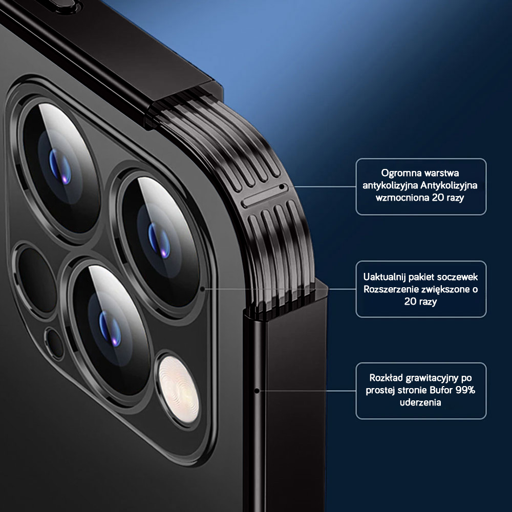 Etui do iPhone 15 Pro slim black z osłoną kamery, czarne grafitowe (OUTLET)