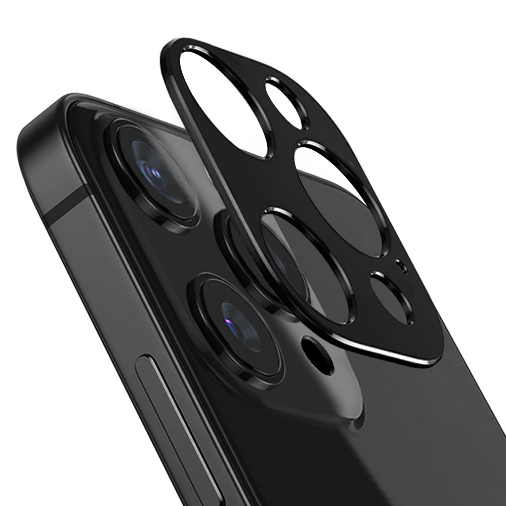 iPhone 14 Pro Max gładka metalowa osłona na cały aparat, czarna