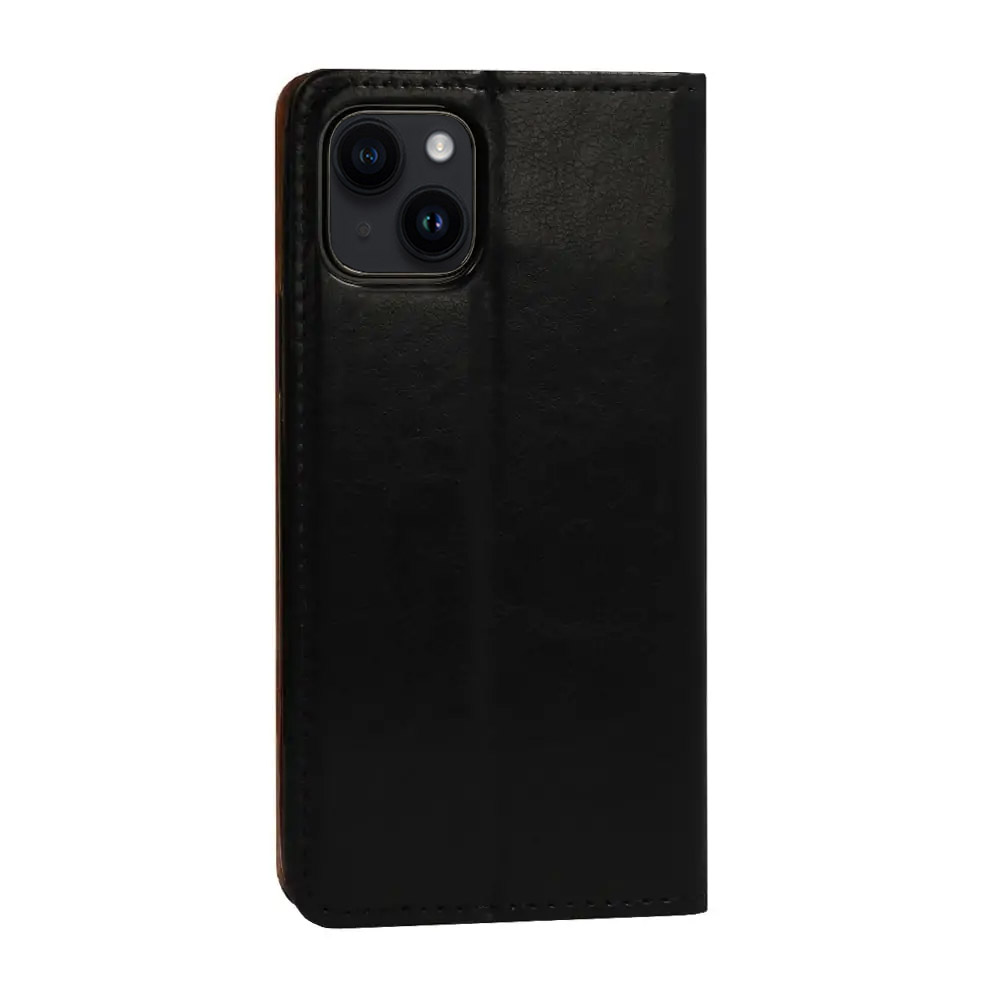 Etui do iPhone 14 zamykane, eleganckie skórzane, czarne