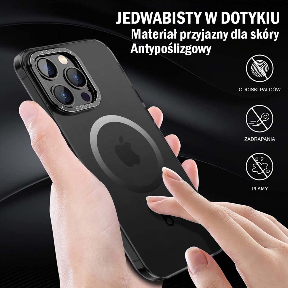 Etui do iPhone 14 Pro Cam Ring Soft touch MagSafe, czarne