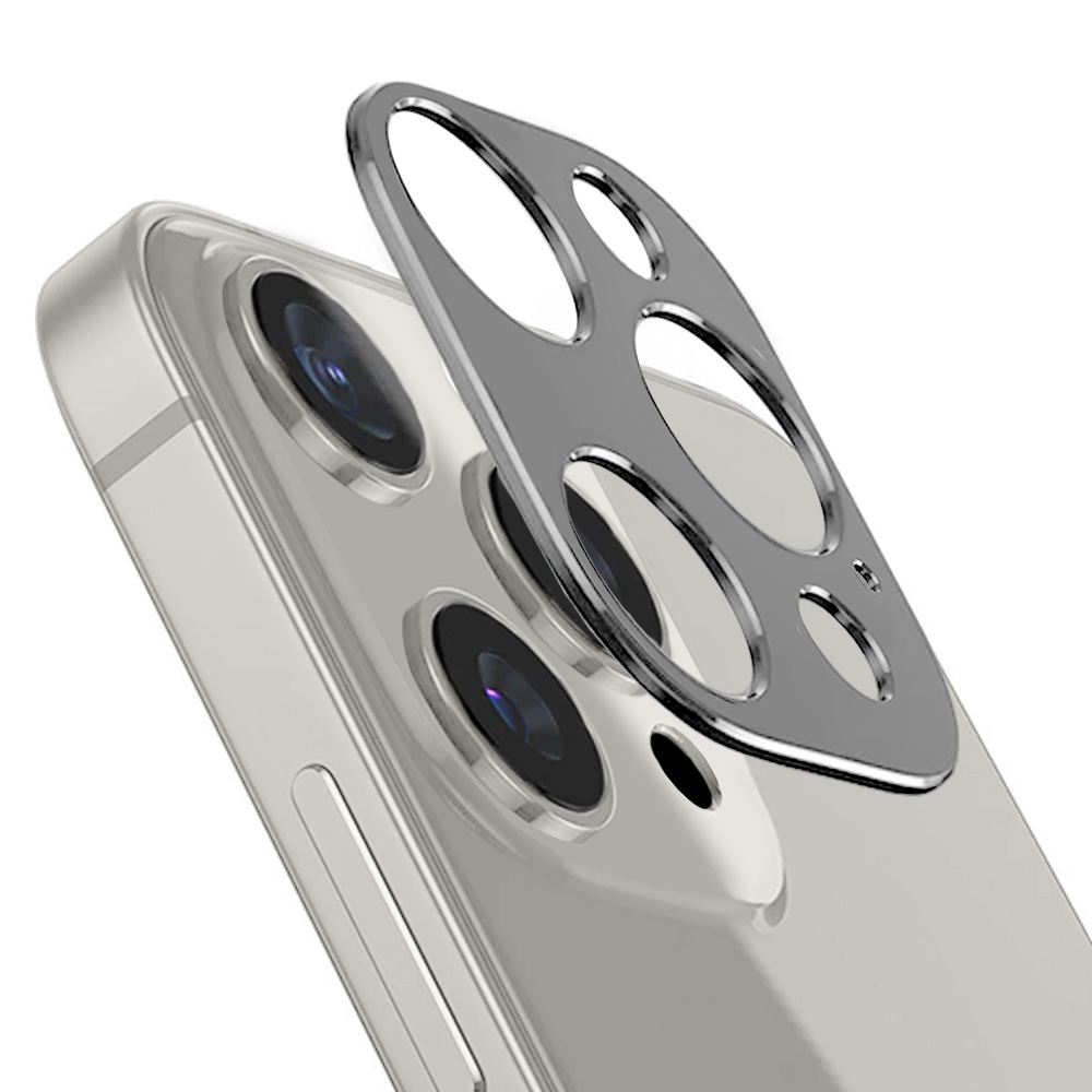 iPhone 14 Pro gładka metalowa osłona na cały aparat, srebrna