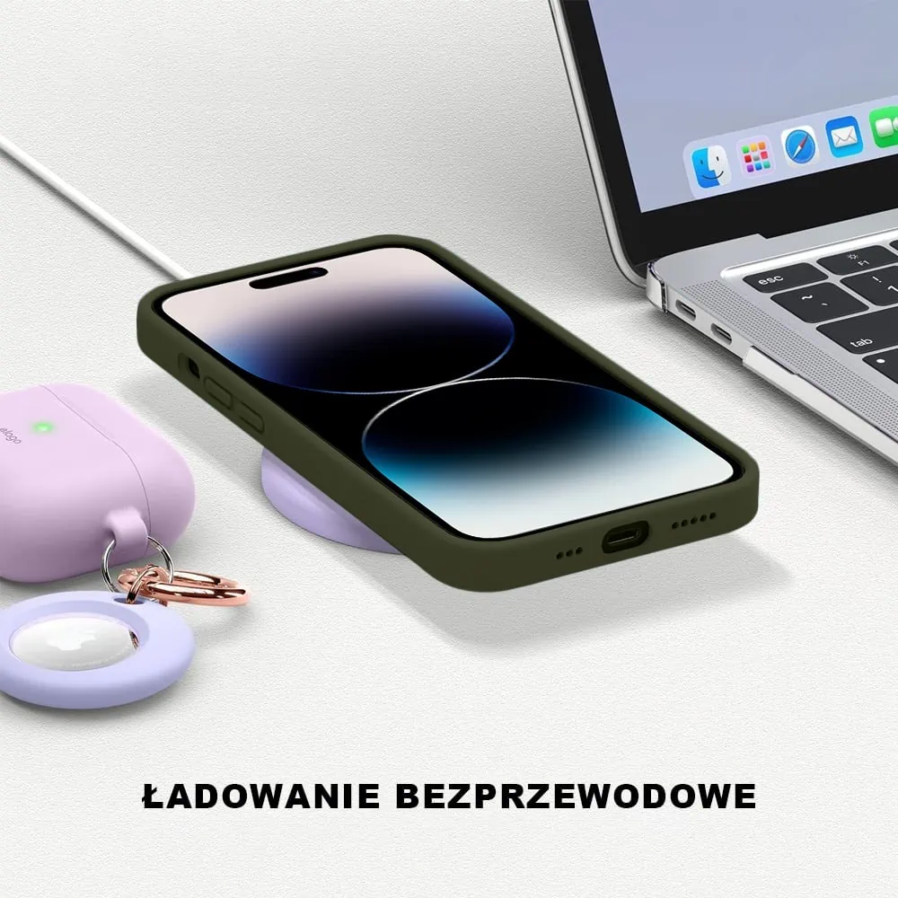 Etui do iPhone 14 Pro Max silikonowe z mikrofibrą soft touch, khaki