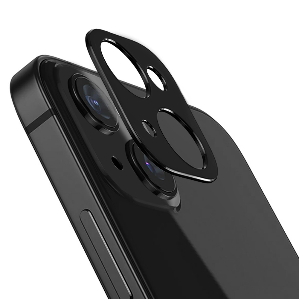 iPhone 14 gładka metalowa osłona na cały aparat, czarna