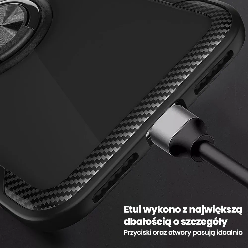Etui do iPhone 14, Ring Armor pancerne hybrydowe etui pokrowiec + magnetyczny uchwyt, czarne