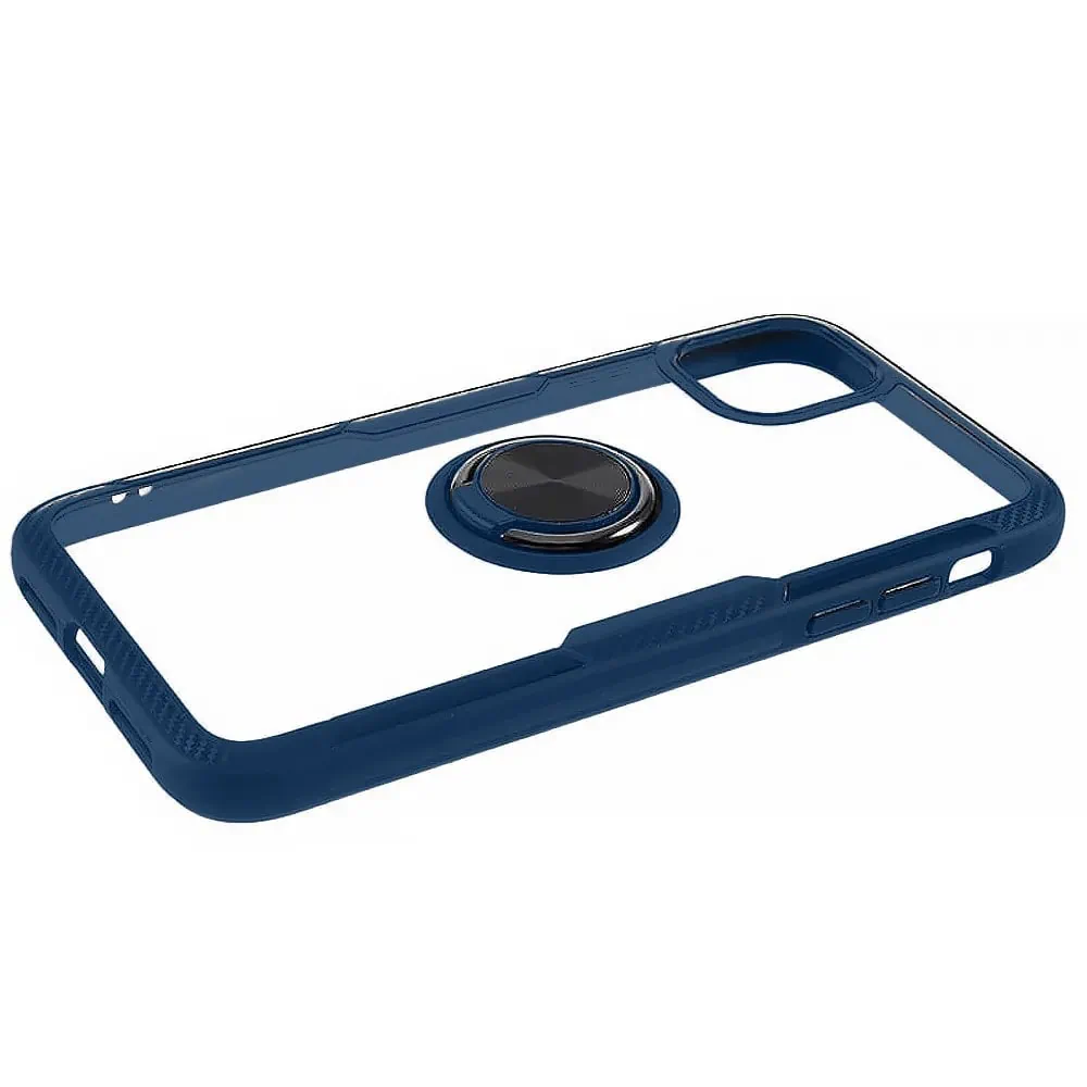 Etui do iPhone 14, Ring Armor pancerne hybrydowe etui pokrowiec + magnetyczny uchwyt, granatowe