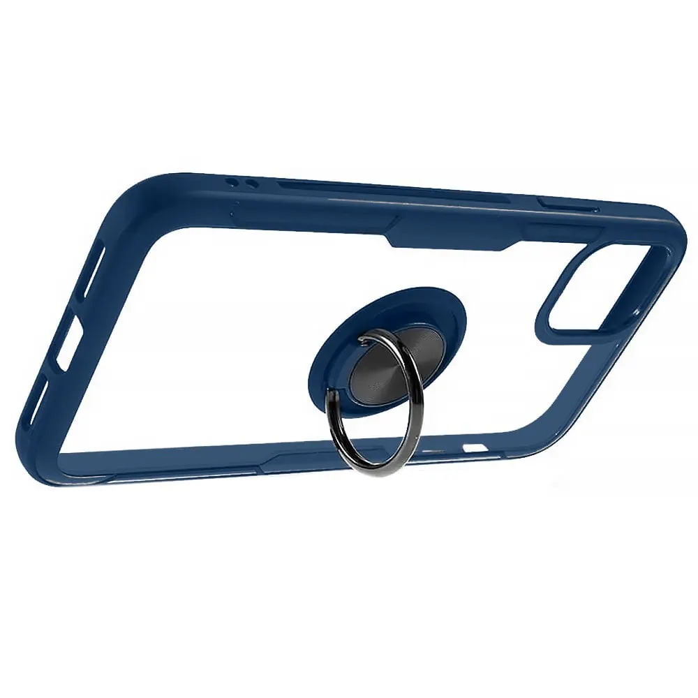 Etui do iPhone 14, Ring Armor pancerne hybrydowe etui pokrowiec + magnetyczny uchwyt, granatowe