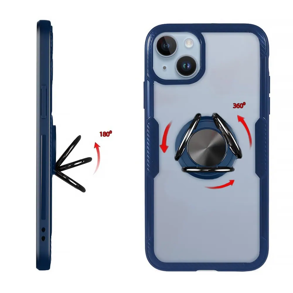 Etui do iPhone 14, Ring Armor pancerne hybrydowe etui pokrowiec + magnetyczny uchwyt, granatowe