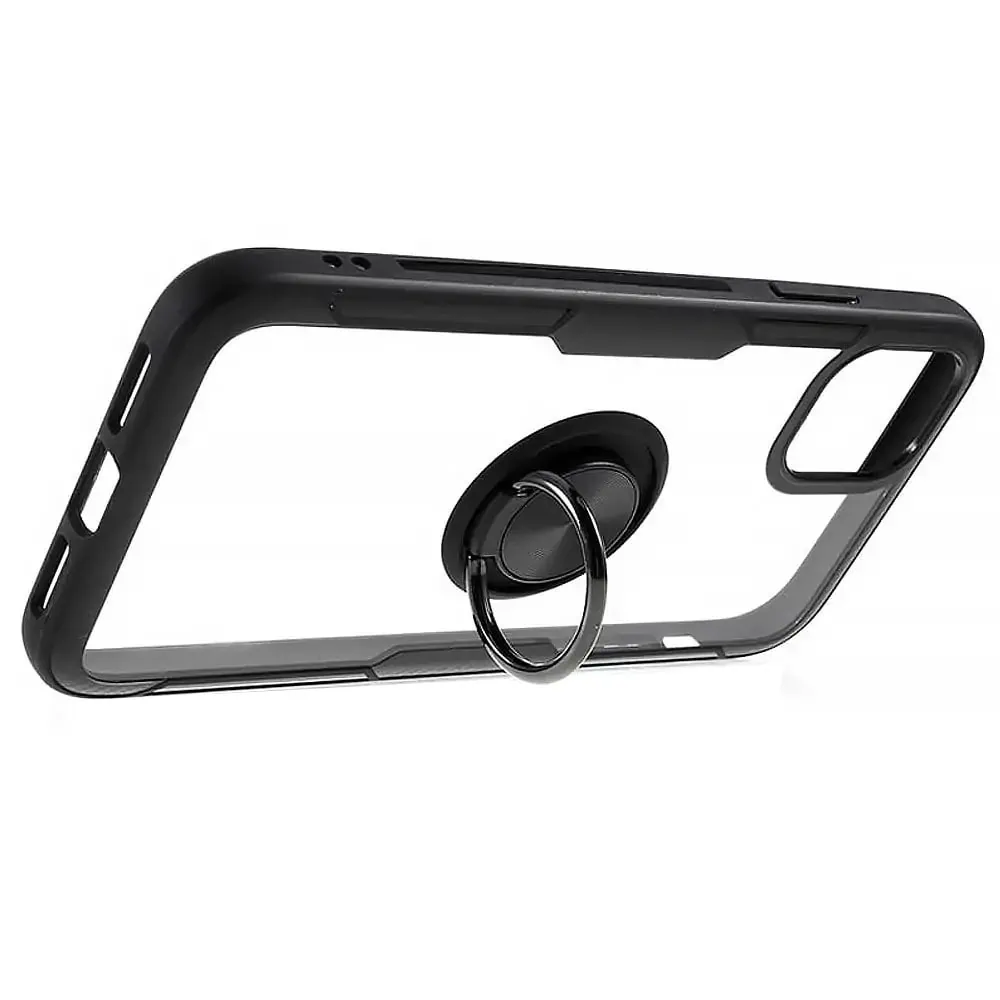 Etui do iPhone 15, Ring Armor pancerne hybrydowe etui pokrowiec + magnetyczny uchwyt, czarne