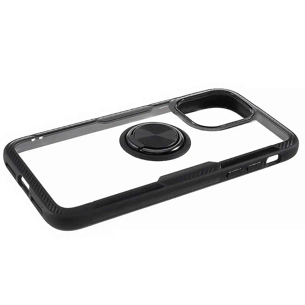 Etui do iPhone 15 Pro, Ring Armor pancerne hybrydowe etui pokrowiec + magnetyczny uchwyt, czarne