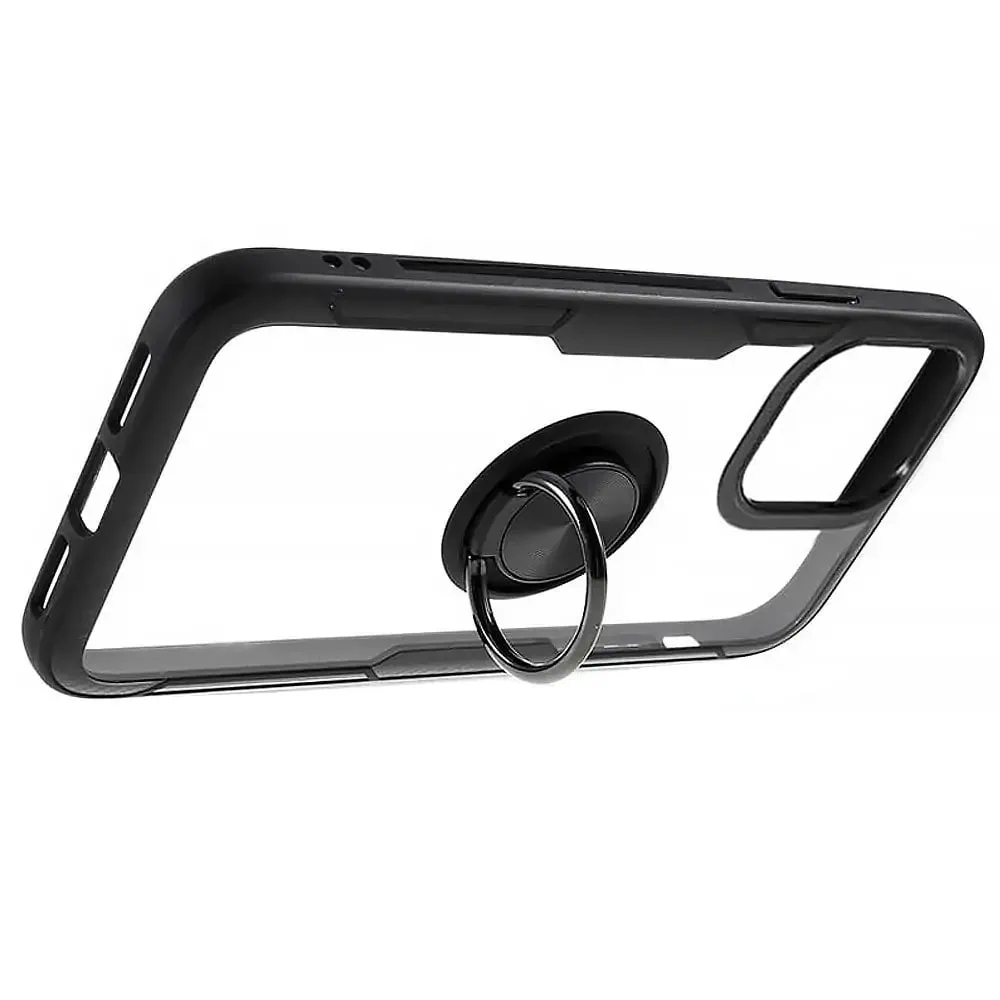 Etui do iPhone 15 Pro, Ring Armor pancerne hybrydowe etui pokrowiec + magnetyczny uchwyt, czarne