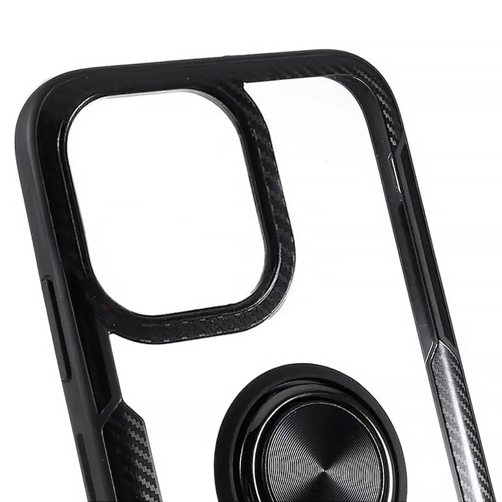 Etui do iPhone 15 Pro, Ring Armor pancerne hybrydowe etui pokrowiec + magnetyczny uchwyt, czarne