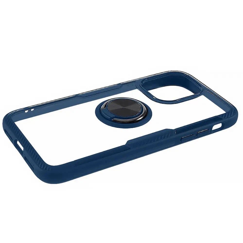 Etui do iPhone 15 Pro, Ring Armor pancerne hybrydowe etui pokrowiec + magnetyczny uchwyt, granatowe