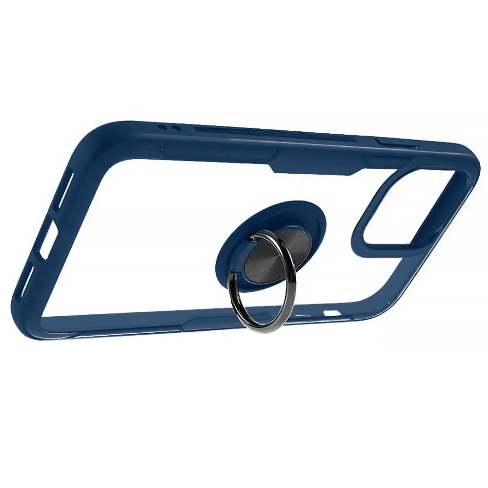 Etui do iPhone 15 Pro, Ring Armor pancerne hybrydowe etui pokrowiec + magnetyczny uchwyt, granatowe