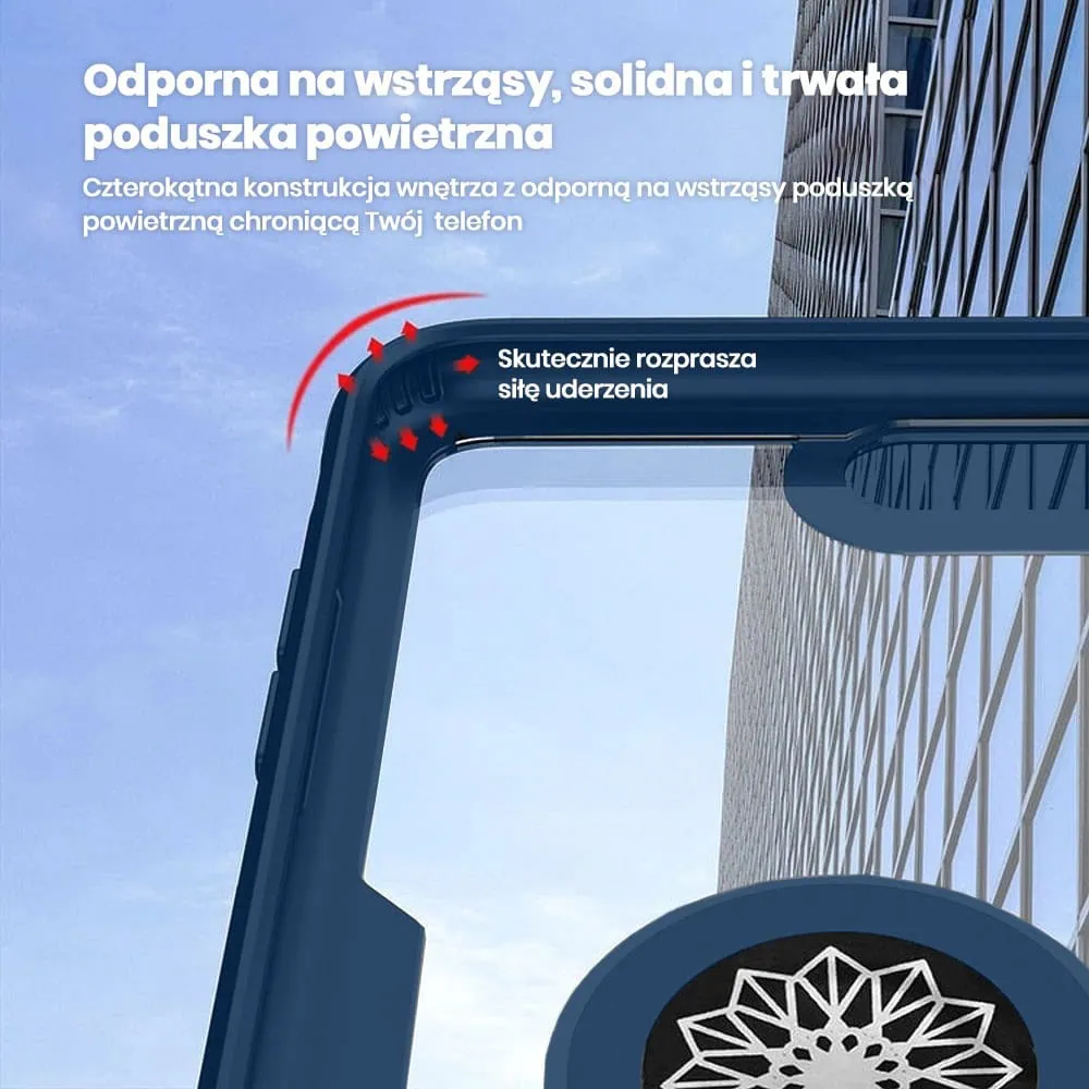 Etui do iPhone 15 Pro, Ring Armor pancerne hybrydowe etui pokrowiec + magnetyczny uchwyt, granatowe