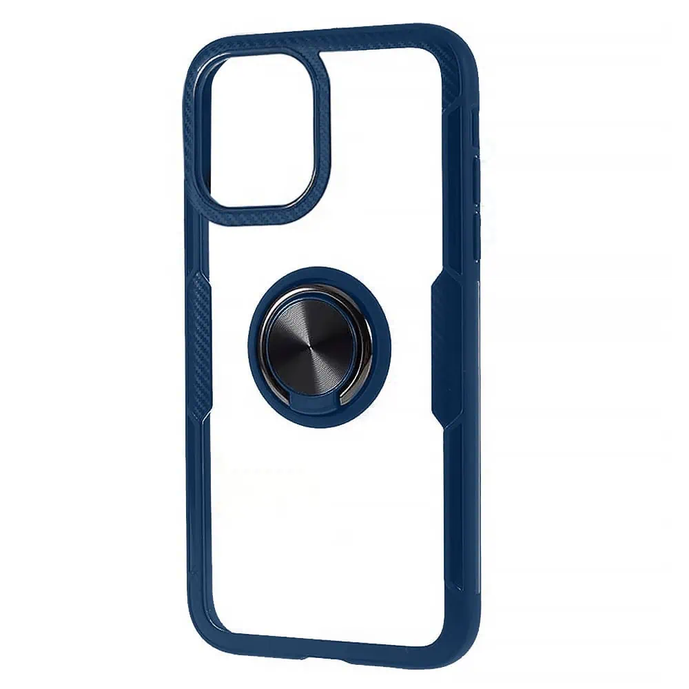 Etui do iPhone 15 Pro, Ring Armor pancerne hybrydowe etui pokrowiec + magnetyczny uchwyt, granatowe