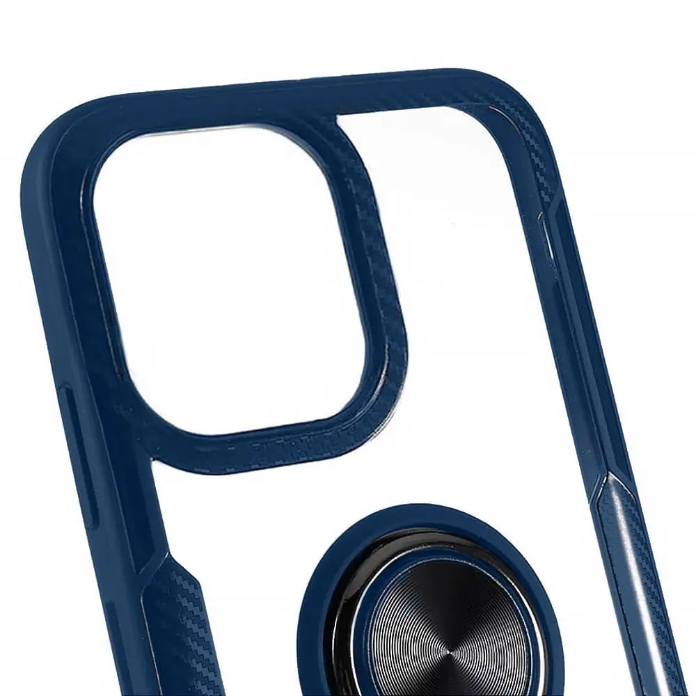 Etui do iPhone 15 Pro, Ring Armor pancerne hybrydowe etui pokrowiec + magnetyczny uchwyt, granatowe