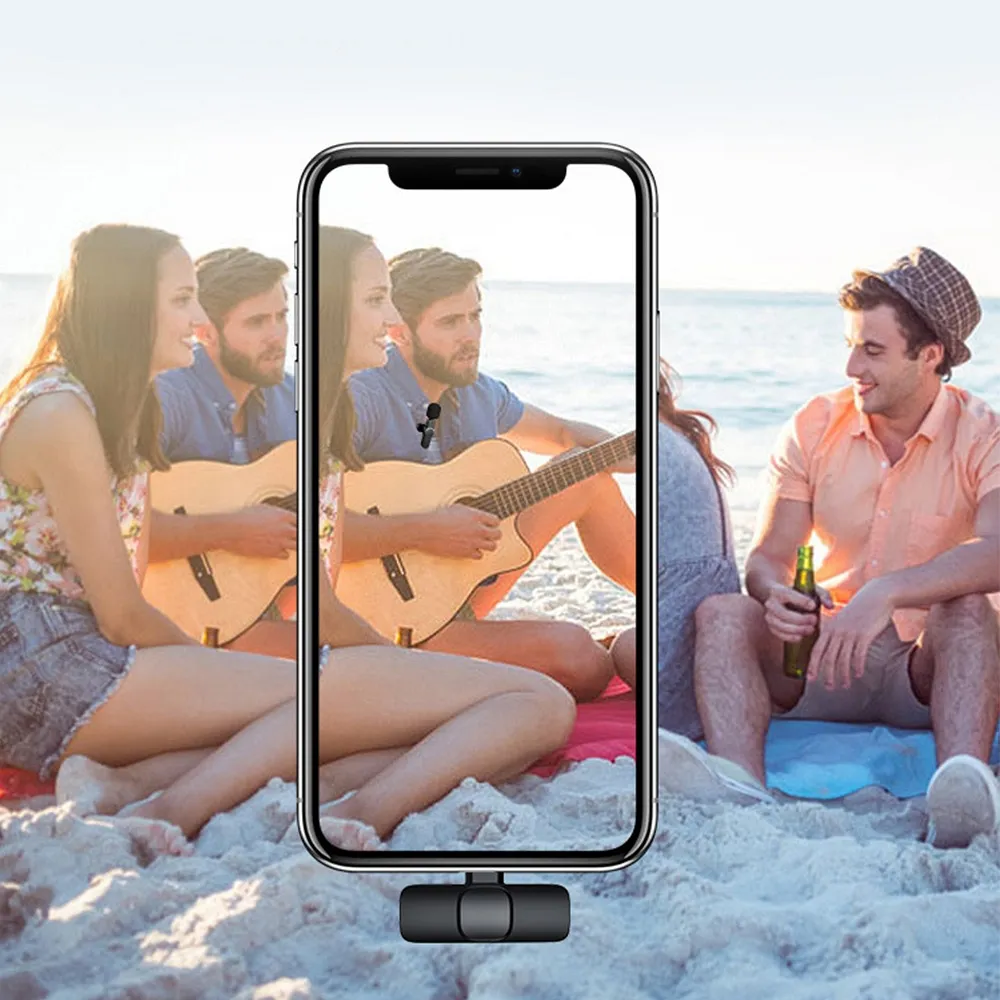 Bezprzewodowy mikrofon krawatowy z wejściem Lightning dla iPhone, 2 w zestawie, czarny