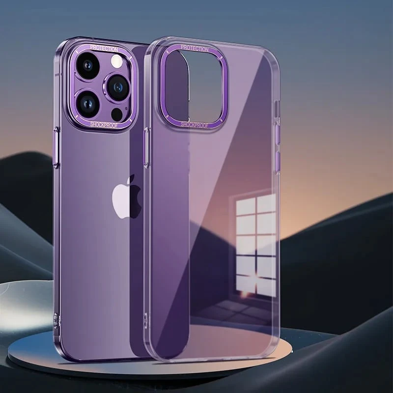 Etui do iPhone 14 Pro Cam Ring, twardy tył, purpurowe, fioletowe