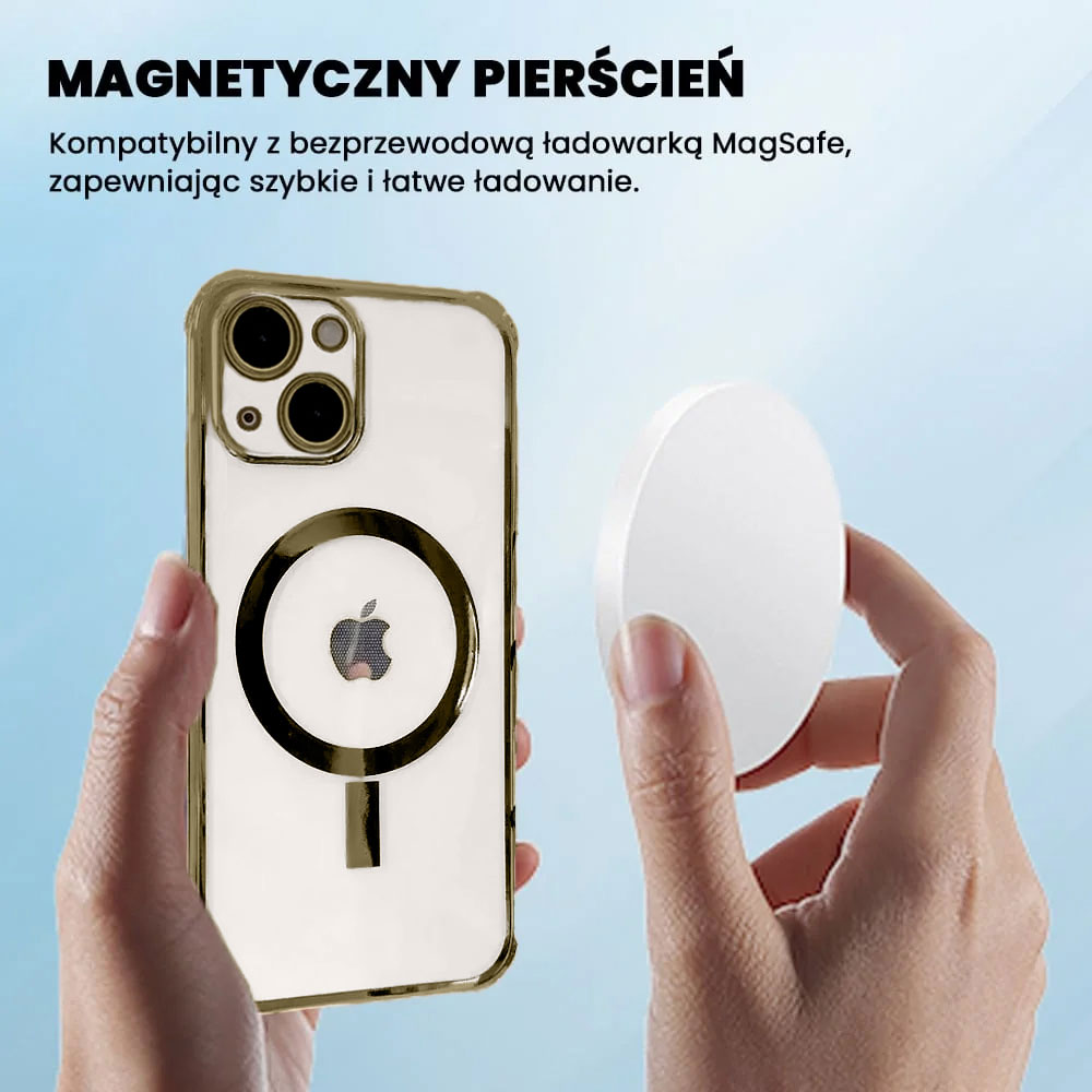 Etui do iPhone 13 MagSafe Protect transparentne ochrona kamery, brązowe złoto