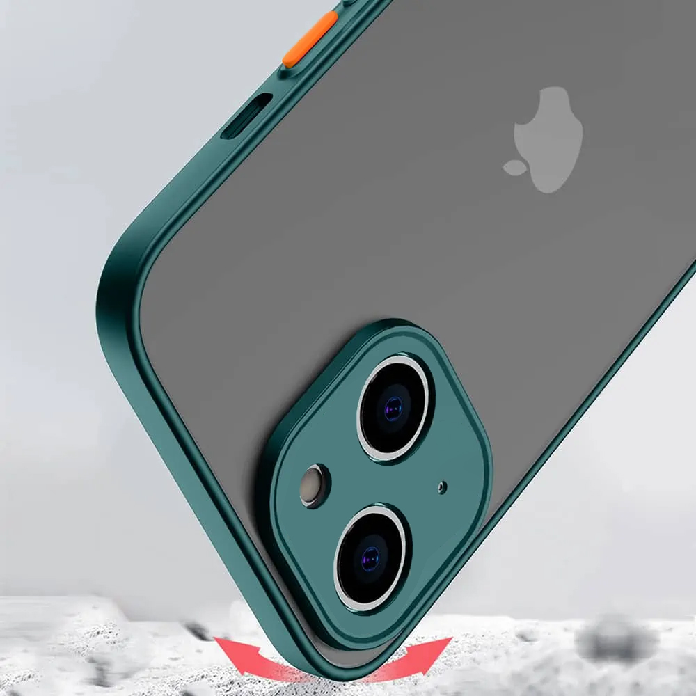 Etui do iPhone 13 Mini półprzeźroczyste matowe z ochroną aparatu, zielone