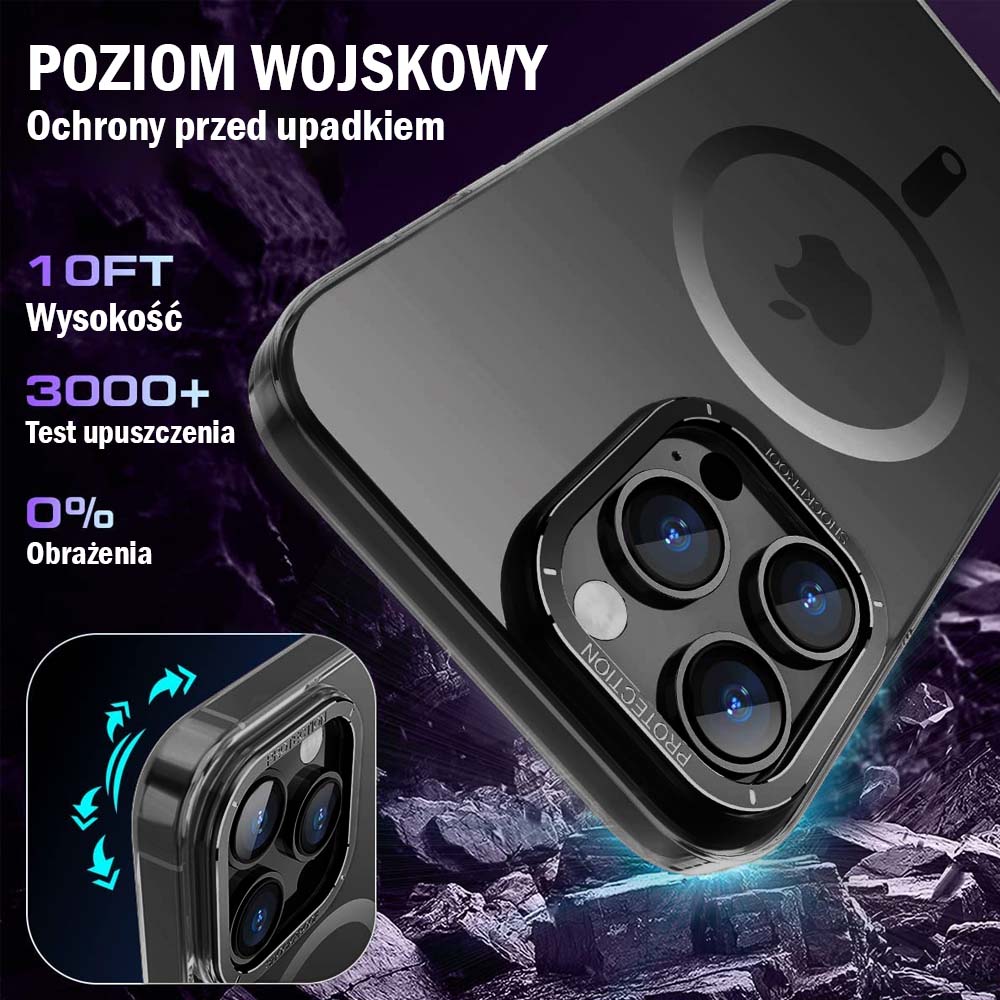 Etui do iPhone 14 Pro Cam Ring Soft touch MagSafe, czarne