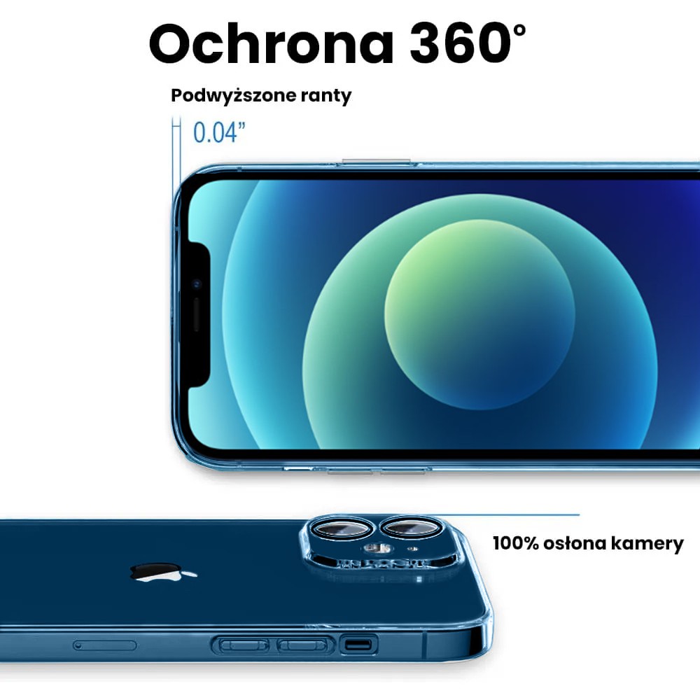 Etui do iPhone 12 Premium Protect Full Cover z osłoną kamery i obiektywów 9H, przeźroczyste (OUTLET)