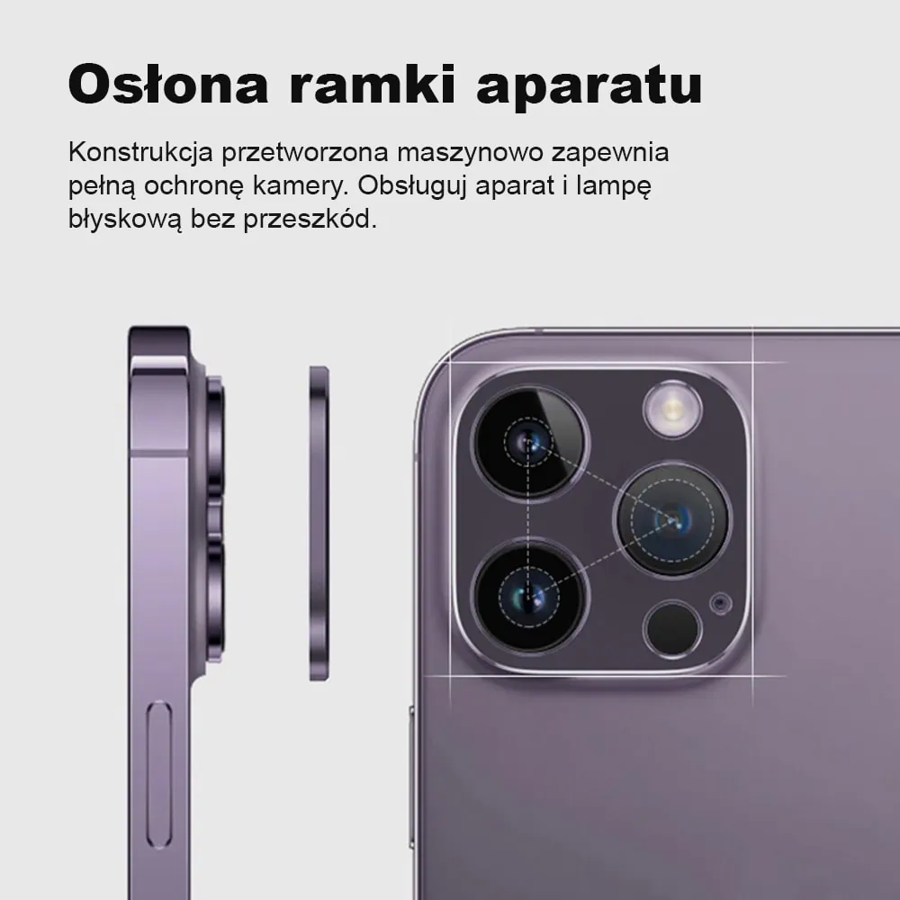 iPhone 14 Pro Max gładka metalowa osłona na cały aparat, purpurowa, fioletowa