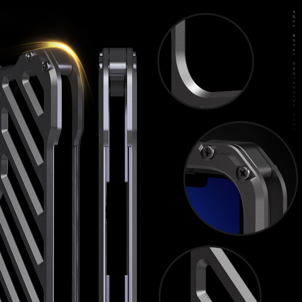 Etui do iPhone 14 Pro pancerne, metalowe, skręcane, srebrne