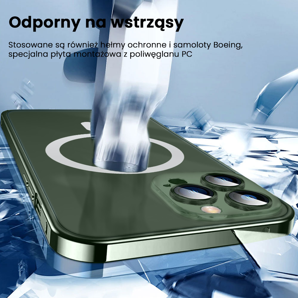 Etui do iPhone 13 Pro Magsafe Armor metalowa ramka, twarde aluminium, alpejska zieleń