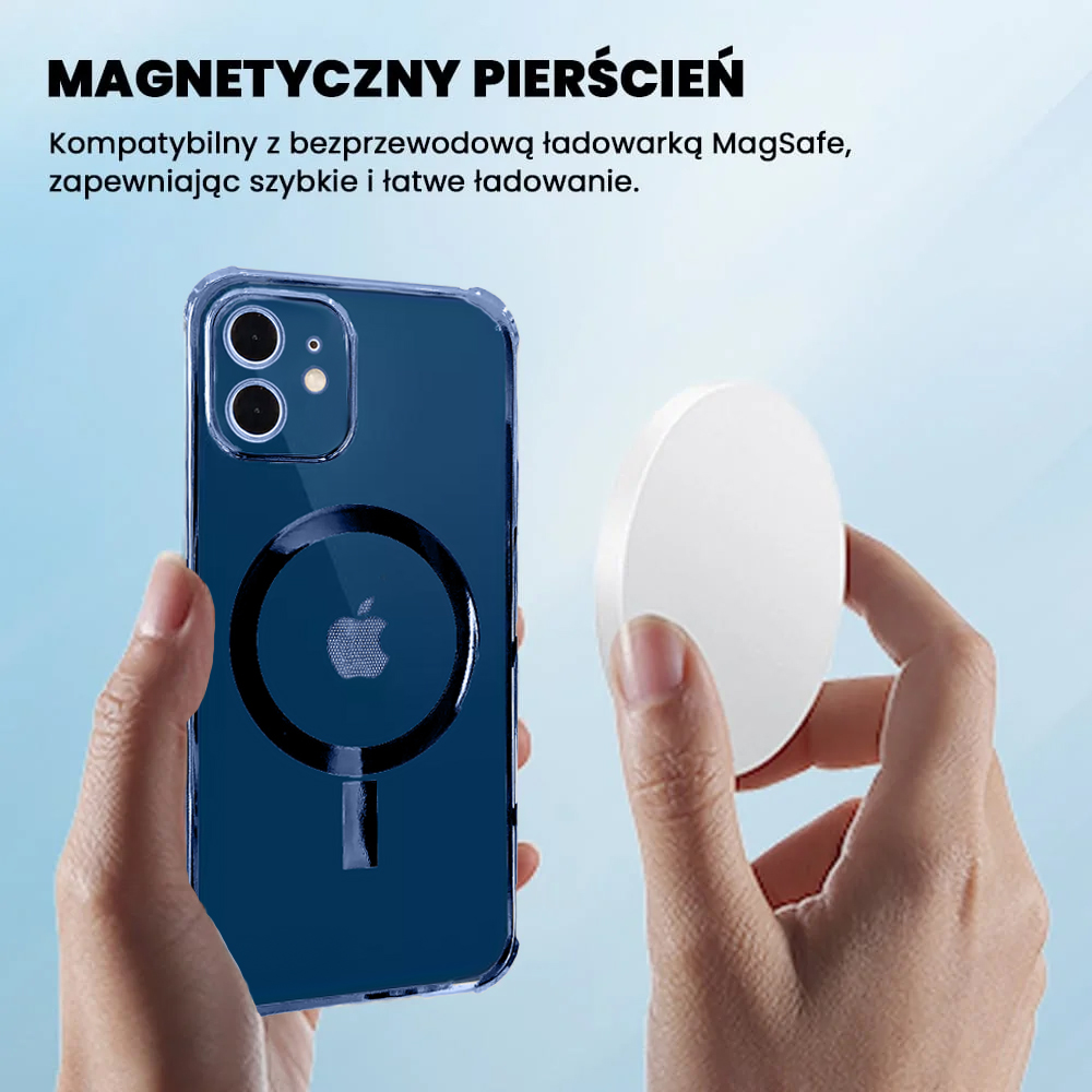 Etui do iPhone 12 MagSafe Protect transparentne ochrona kamery, granatowe