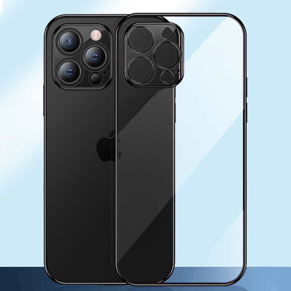 Etui do iPhone 15 Pro slim black z osłoną kamery, czarne grafitowe (OUTLET)