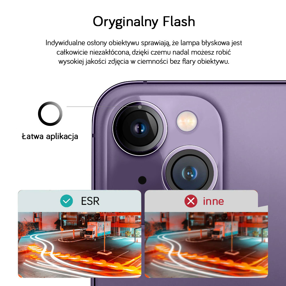 Metalowa osłona obiektywów szkło na aparat iPhone 14, głęboka purpura