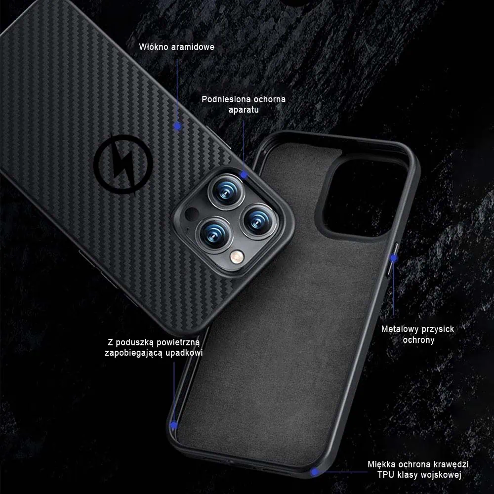 Etui do iPhone 14 Pro karbonowe z Magsafe, czarne