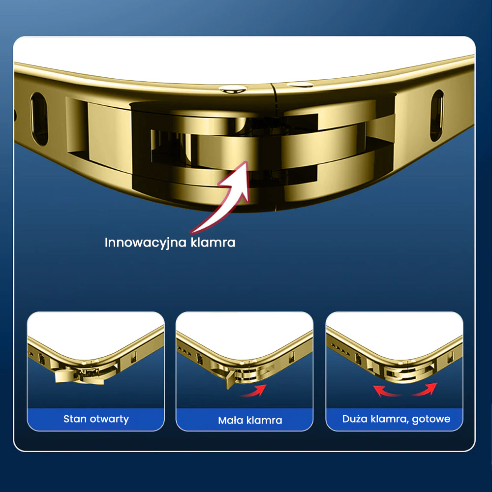 Etui do iPhone 14 MagSafe Metalic Gold Frame Oryginal matowe, ochrona aparatu, złota ramka