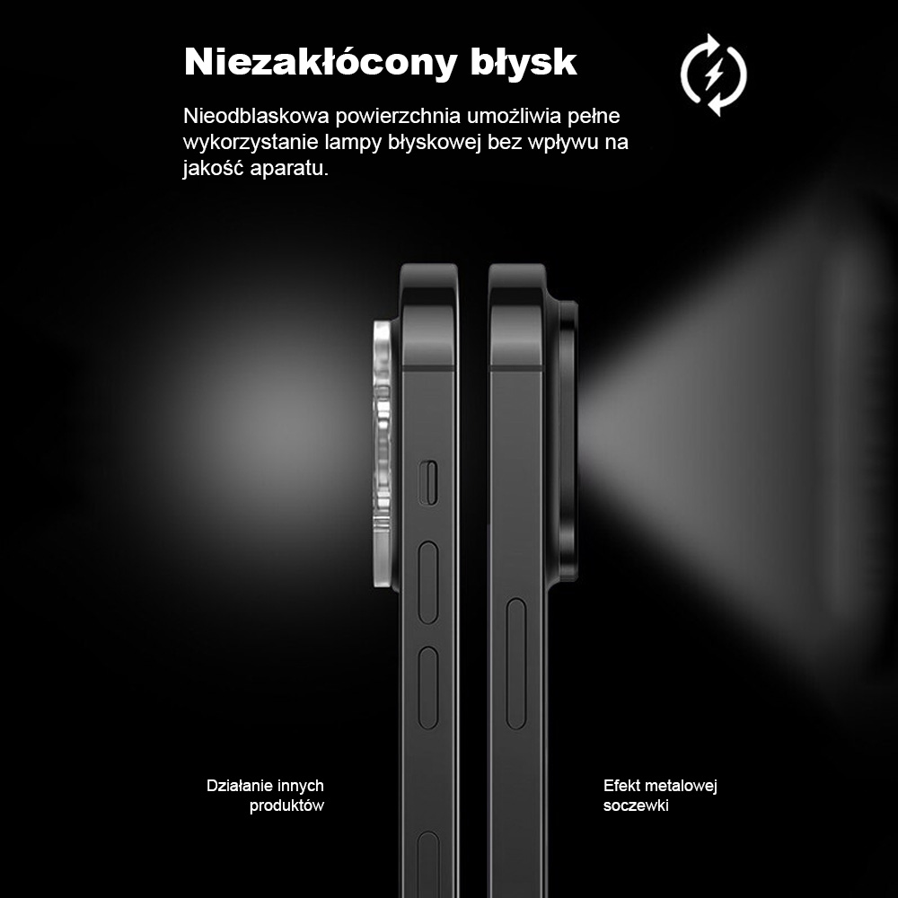 iPhone 14 gładka metalowa osłona na cały aparat, czarna