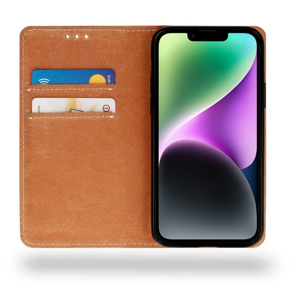 Etui do iPhone 14 zamykane, eleganckie skórzane, czarne