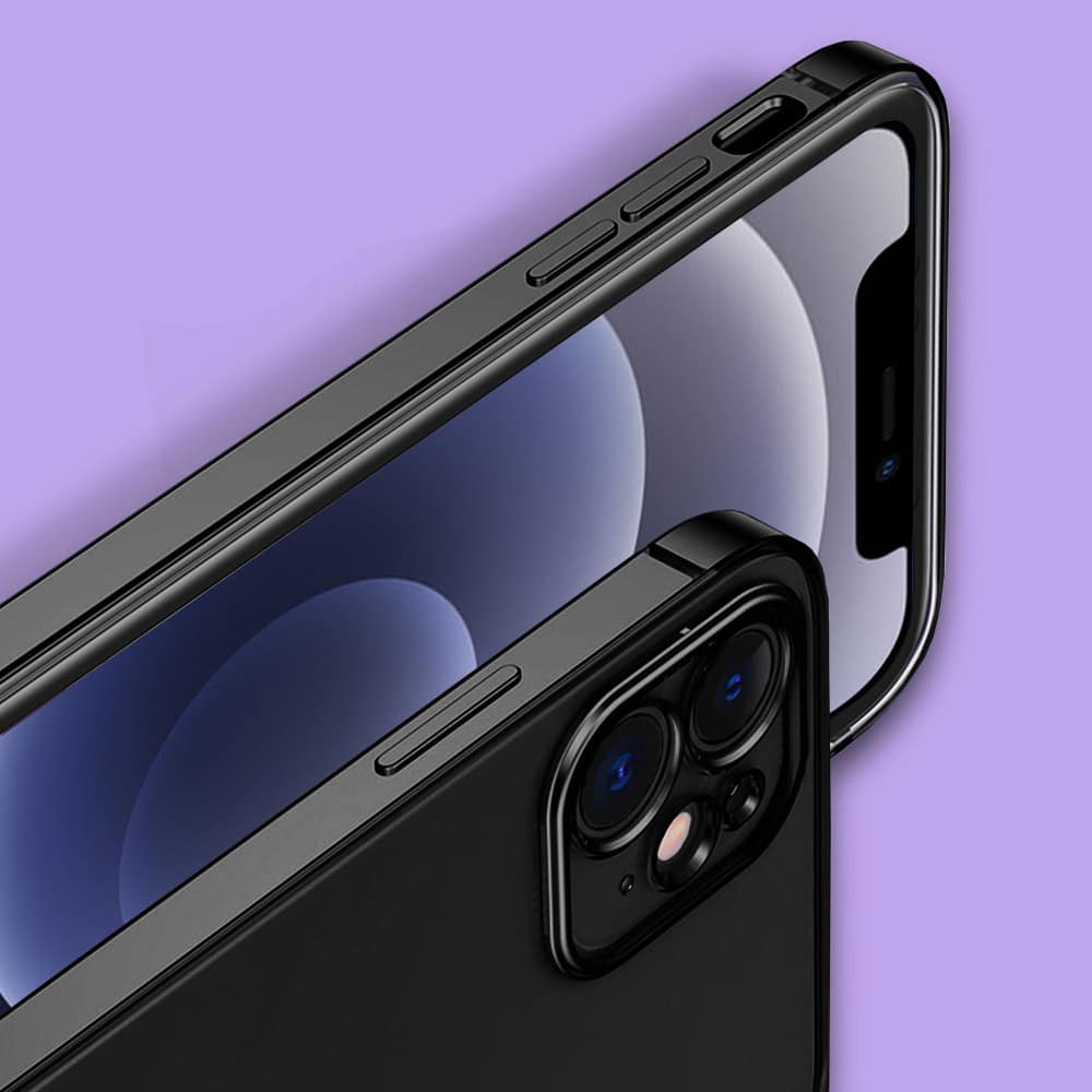 Etui do iPhone 12 slim graphite z osłoną kamery, czarne grafitowe (OUTLET)