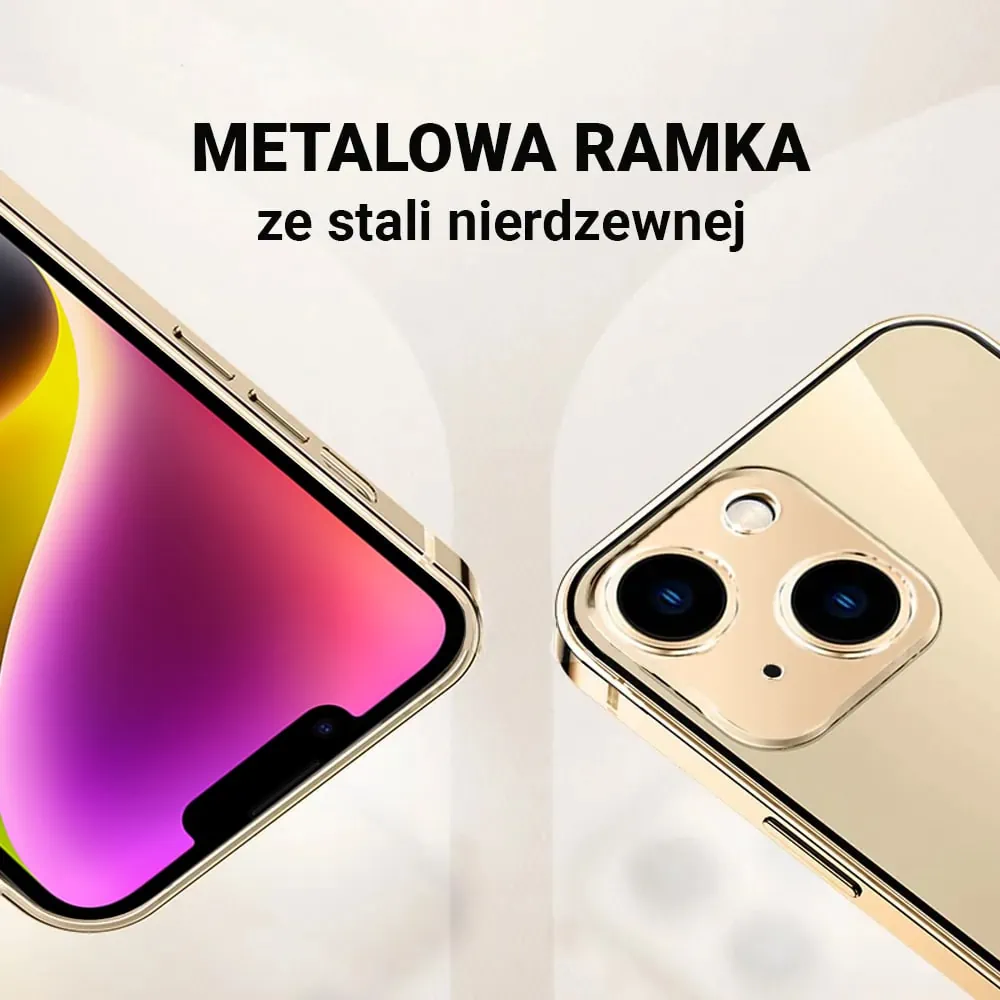 Etui do iPhone 14 Ibizu Elite Skin, krystalicznie czyste z metalową ramką, złote z MagSafe (OUTLET)
