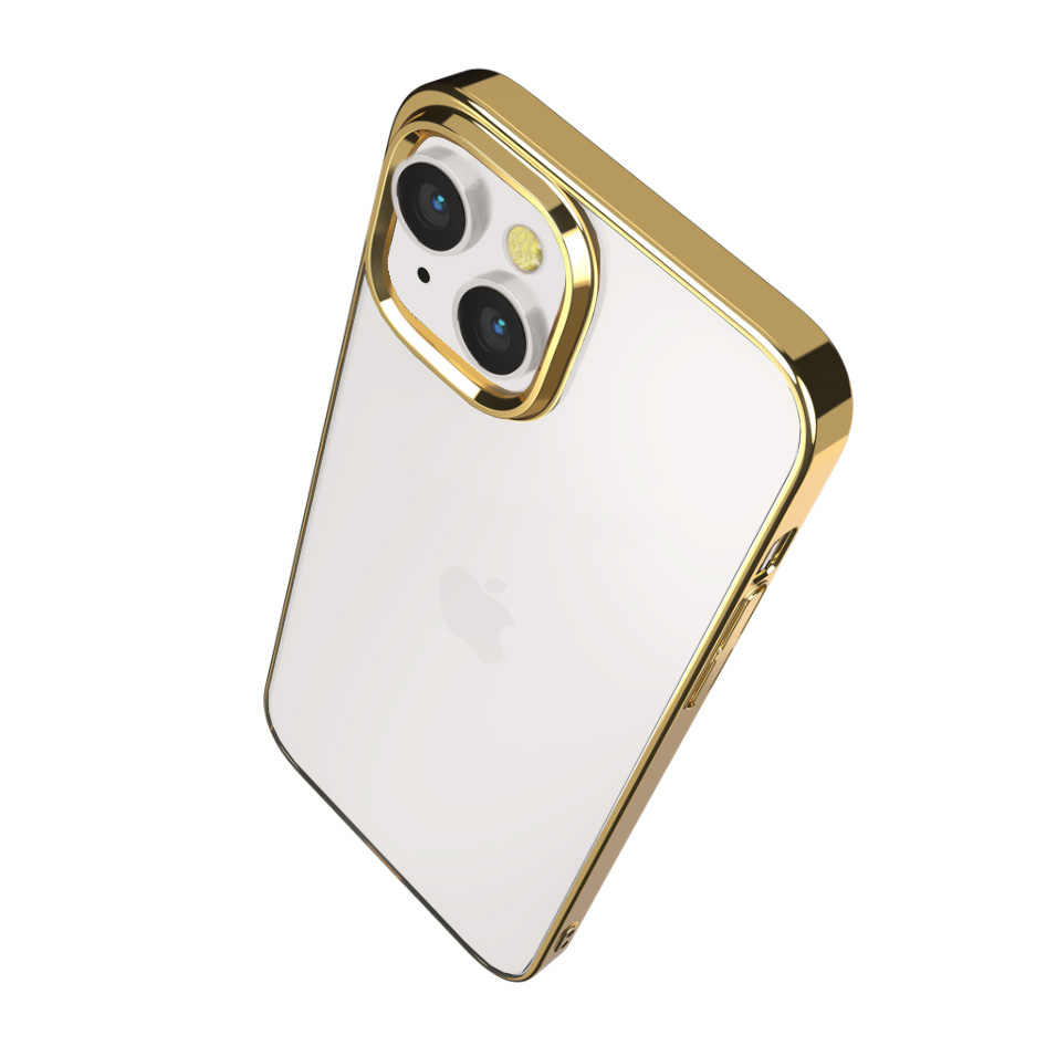 Etui do iPhone 14 JETech Simple Metallic gold przeźroczyste z ramką w kolorze złota (OUTLET)