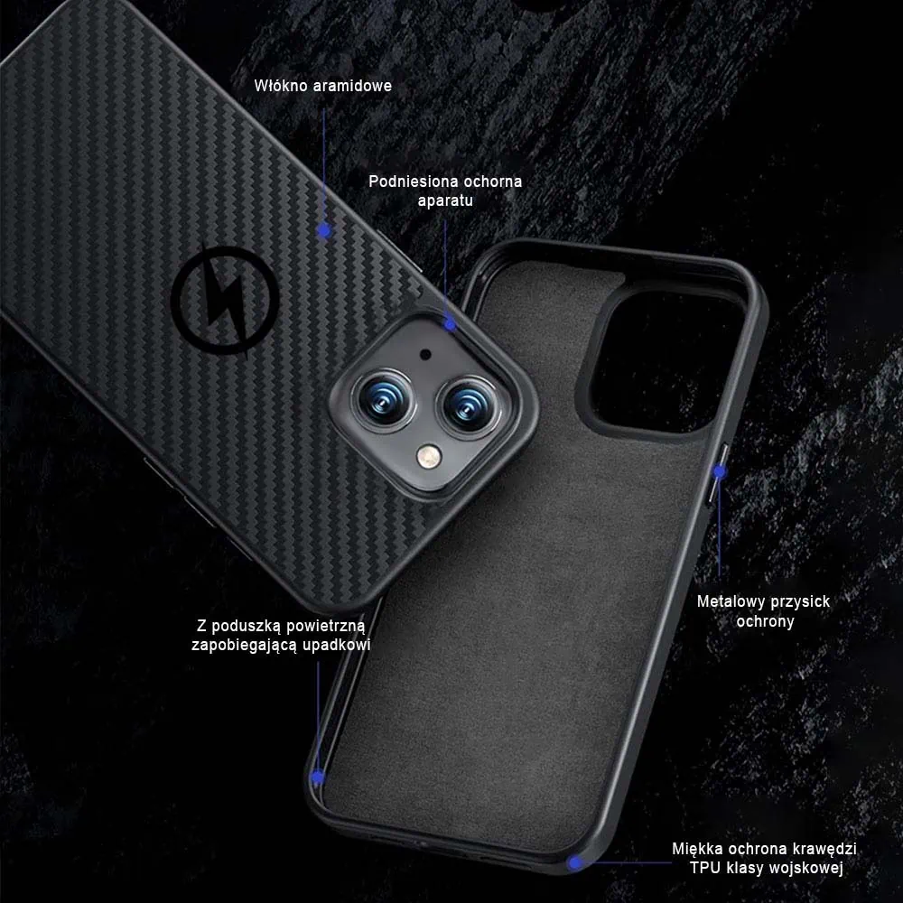 Etui do iPhone 14 karbonowe z Magsafe, czarne