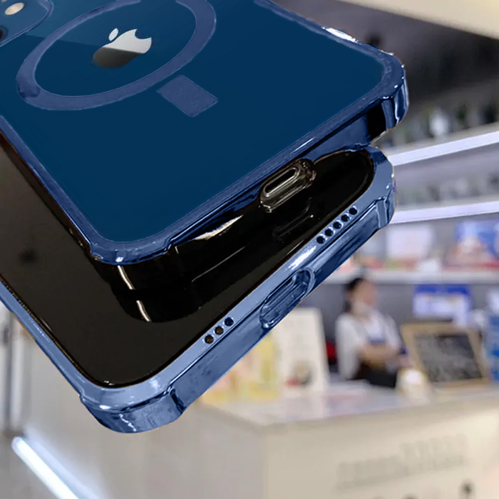 Etui do iPhone 12 MagSafe Protect transparentne ochrona kamery, granatowe