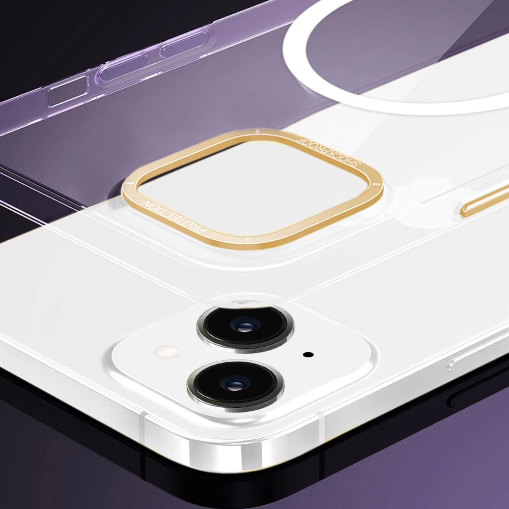 Etui do iPhone 14 Cam Ring MagSafe, twardy tył, przeźroczyste