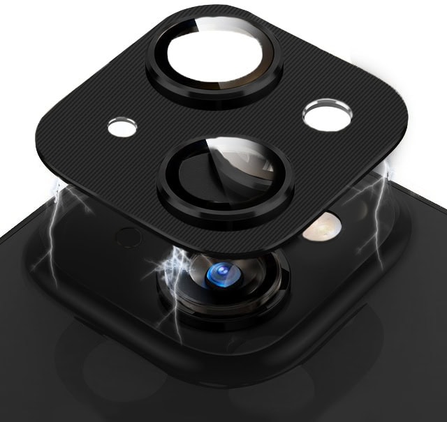 iPhone 14 Plus metalowa osłona na cały aparat, wbudowane szkła 9H, czarna