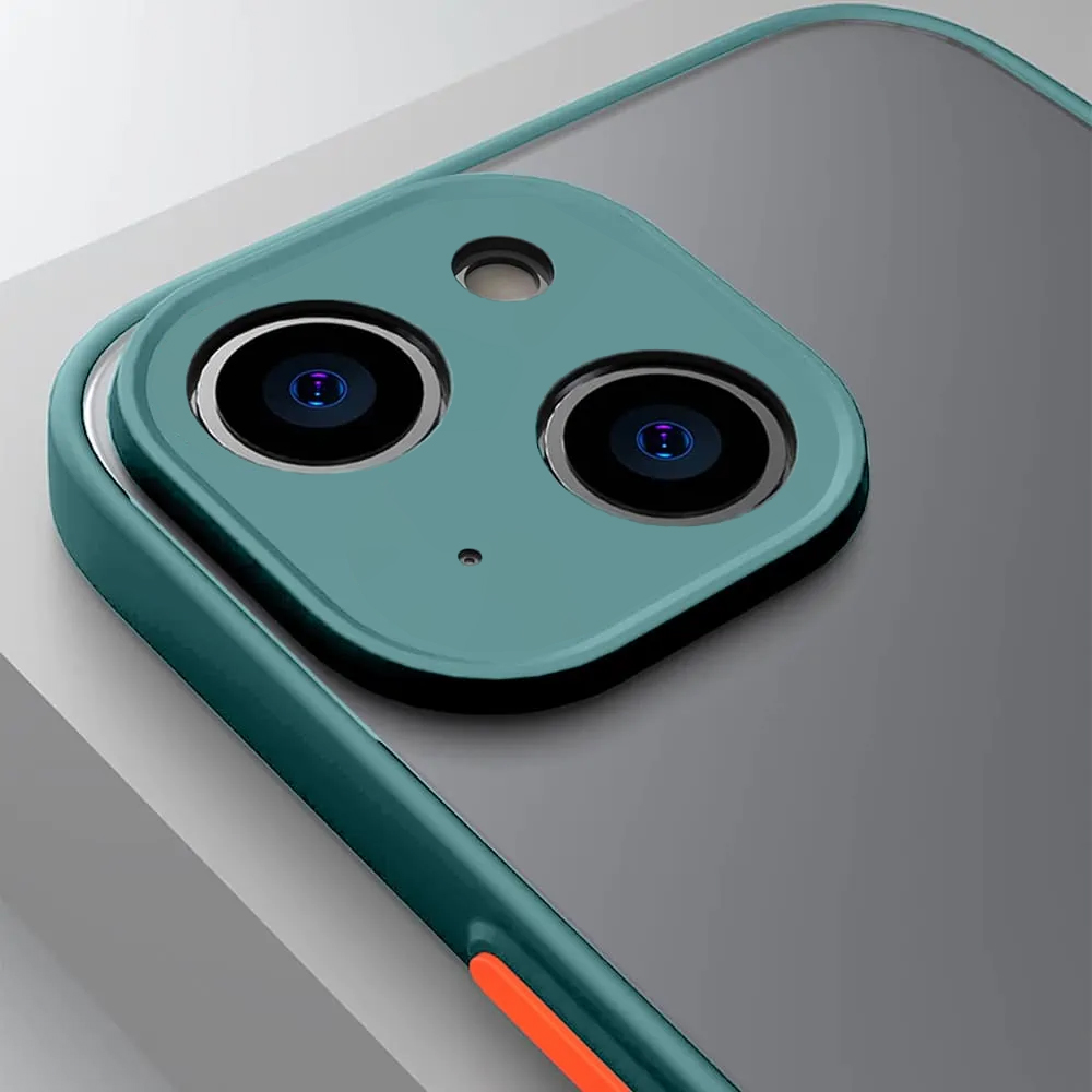 Etui do iPhone 13 Mini półprzeźroczyste matowe z ochroną aparatu, zielone