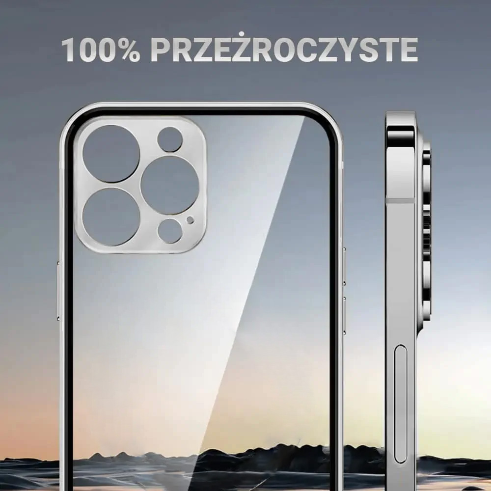 Etui do iPhone 14 Pro Ibizu Elite Skin, krystalicznie czyste z metalową ramką, srebrne (OUTLET)