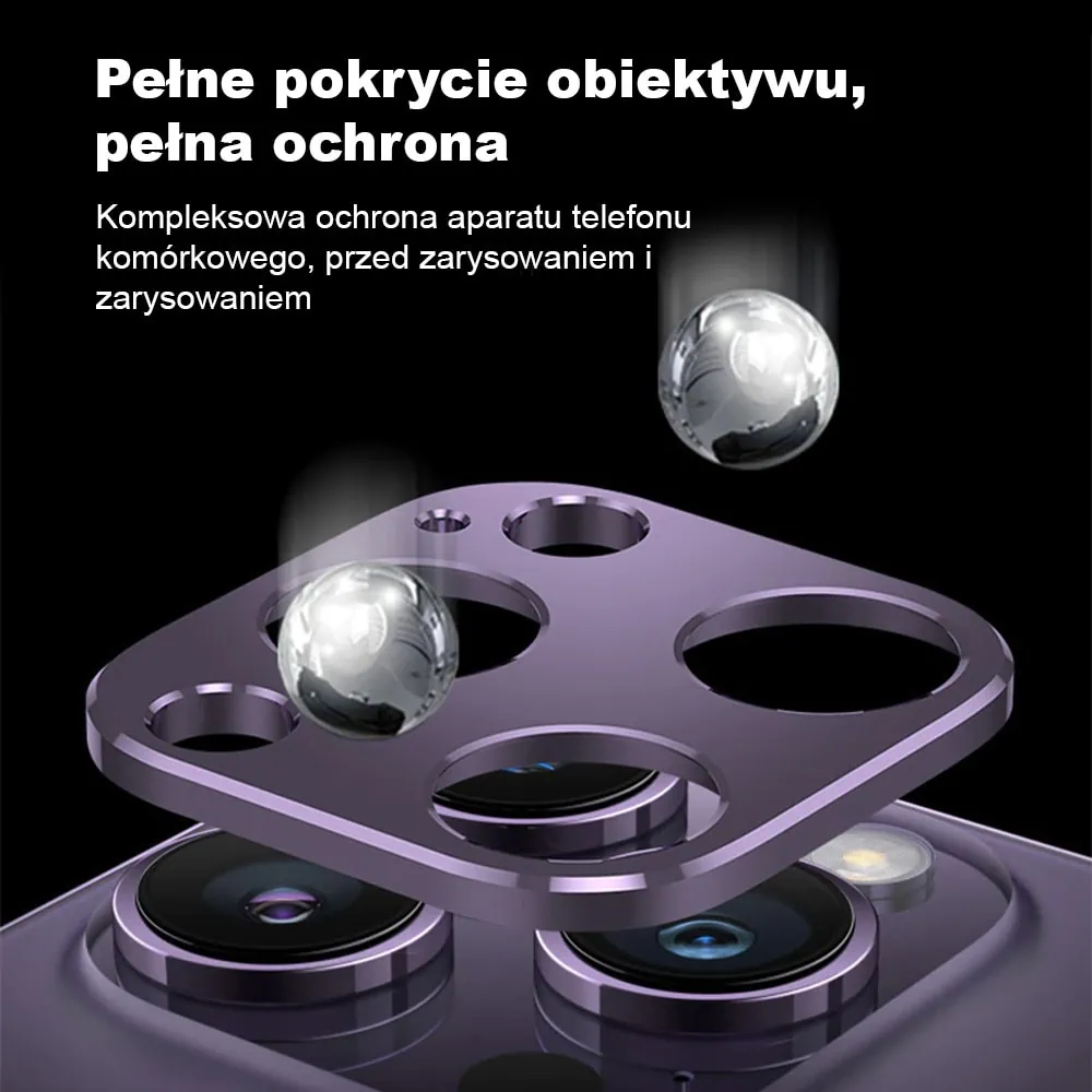 iPhone 14 Pro Max gładka metalowa osłona na cały aparat, purpurowa, fioletowa