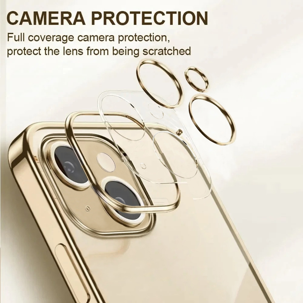 Etui do iPhone 15 slim golden z osłoną kamery, złote (OUTLET)